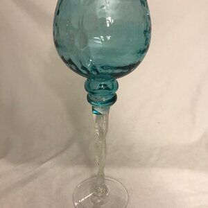 Tall Glass Turquoise Candle Holder